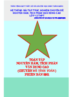 Toàn tập nguyên hàm, tích phân vận dụng cao (chuyên đề tính toán) Toán 12