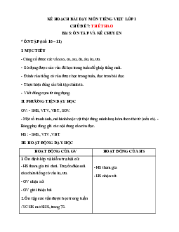 Chủ đề 7: Thể thao | Bài 5 | Giáo án Tiếng Việt 1 bộ sách Chân trời sáng tạo
