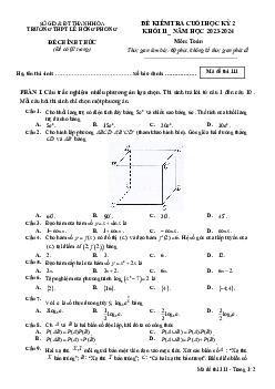 Đề thi cuối học kỳ 2 Toán 11 năm 2023 – 2024 trường THPT Lê Hồng Phong – Thanh Hóa