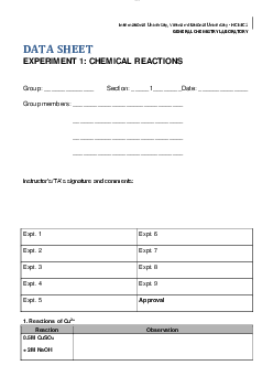 Chem Lab - Data Sheet
