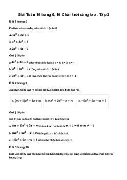 Giải Toán 10 Bài 1: Dấu của tam thức bậc hai CTST