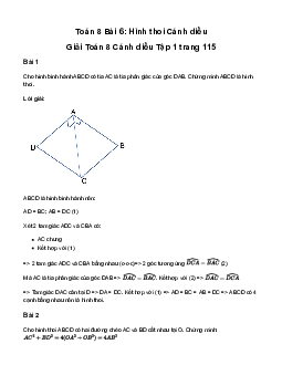 Giải Toán 8 Bài 6: Hình thoi | Cánh diều