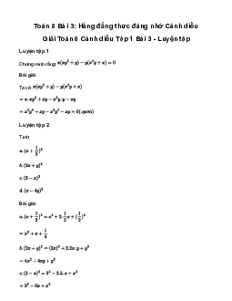 Giải Toán 8 Bài 3: Hằng đẳng thức đáng nhớ | Cánh diều