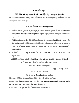 Viết bản tường trình về một sự việc xảy ra ngoài ý muốn mà em đã chứng kiến hoặc tham gia | Văn mẫu lớp 7 Chân trời sáng tạo