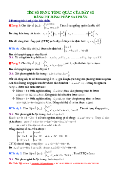 Tìm số hạng tổng quát của dãy số bằng phương pháp sai phân – Mai Xuân Việt
