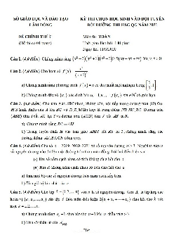 Đề thi chọn đội tuyển học sinh giỏi Toán năm 2021 sở GD&ĐT Lâm Đồng