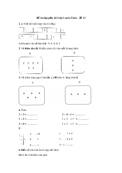 Đề ôn tập giữa học kì 1 môn Toán lớp 1 - Đề 13