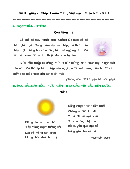 Đề thi giữa học kì 2 lớp 1 năm 2023 - 2024 | Tiếng việt 1 | Chân trời sáng tạo | đề 2