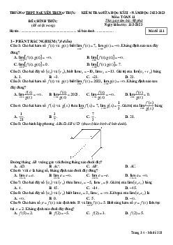 Đề giữa kỳ 2 Toán 11 năm 2022 – 2023 trường THPT Nguyễn Trung Trực – Kiên Giang