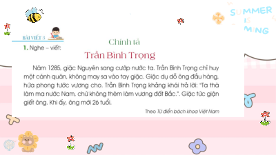 Tuần 29 - Nghe - viết: Trần Bình Trọng | Bài giảng PowerPoint Tiếng Việt 3 | Cánh Diều