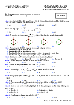 Đề thi học kỳ 1 Toán 11 năm học 2018 – 2019 trường THPT Ứng Hòa A – Hà Nội