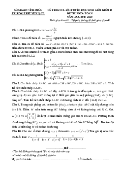 Đề thi học sinh giỏi Toán 12 năm 2019 – 2020 trường Yên Lạc 2 – Vĩnh Phúc