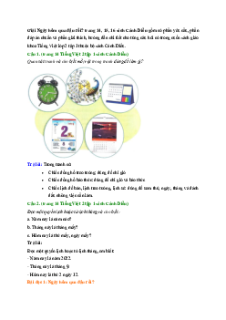 Giải SGK môn Tiếng việt 2 - Ngày hôm qua đâu rồi?| Cánh Diều