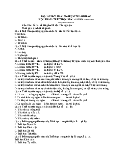 Đề cương câu hỏi trắc nghiệm ôn tập môn Triết học Mác - Lenin (toàn bộ đáp án đều là A)