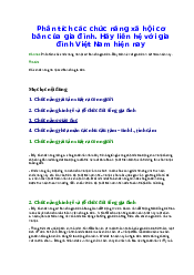 Phân tích các chức năng xã hội cơ bản của gia đình. Hãy liên hệ với gia đình Việt Nam hiện nay | Đại học Văn Lang