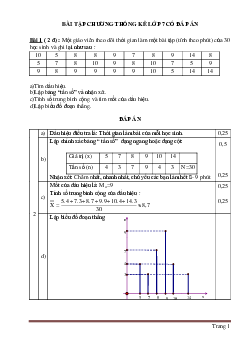 Bài tập thống kê toán toán lớp 7 (có đáp án)