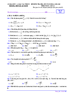 Đề thi HK1 Toán 12 năm 2019 – 2020 trường THPT Lê Quý Đôn – TP HCM