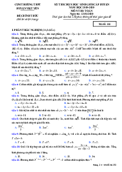 Đề chọn HSG Toán năm 2019 – 2020 cụm trường THPT huyện Việt Yên – Bắc Giang