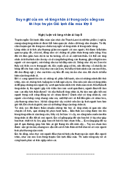 Văn mẫu 8 Nghị luận về một vấn đề của đời sống | Suy nghĩ của em về lòng nhân ái trong cuộc sống