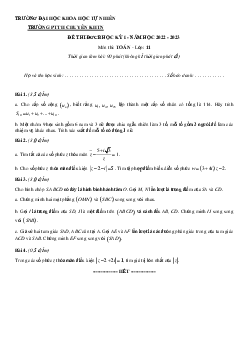 Đề ĐGCB học kỳ 1 Toán 11 năm 2022 – 2023 trường chuyên KHTN – Hà Nội