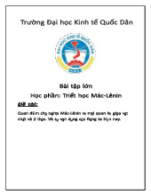 Quan điểm chủ nghĩa Mác-Lênin về mối quan hệ giữa vật chất và ý thức. Và sự vận dụng của Đảng ta hiện nay | Bài tập lớn môn triết học mác - lênin