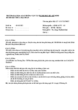 Đề thi địa lý vận tải thuỷ năm 2022 - Địa lý vận tải thuỷ | Trường Đại học Giao thông Vận Tải
