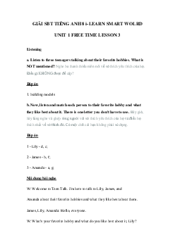 Sách bài tập tiếng Anh 8 unit 1 lesson 3