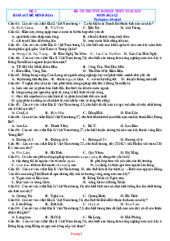 Đề thi thử THPT Quốc gia năm 2022 môn Địa Lí bám sát đề minh họa - Đề 2 (có đáp án)