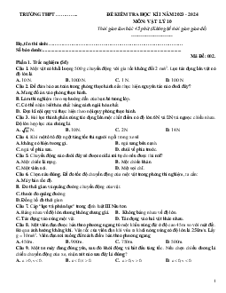 Đề thi học kì 1 môn Vật lí 10 năm 2023 - 2024 sách Kết nối tri thức với cuộc sống Đề 2