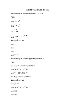 Giải SBT Toán 12 bài 1: Lũy thừa