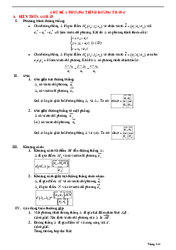 Tóm tắt lý thuyết và bài tập trắc nghiệm phương trình đường thẳng Toán 12
