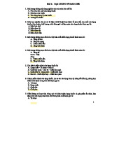 Đáp án trắc nghiệm Bào chế (Môn Bào Chế)