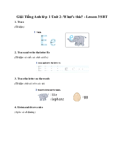 Giải Tiếng Anh lớp 1 Unit 2: What’s this? - Lesson 3 SBT | Family & Friends