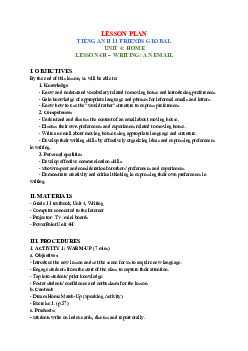 Unit 4: Home - Lesson plan 4H | Giáo án Tiếng Anh 11 Friends Global