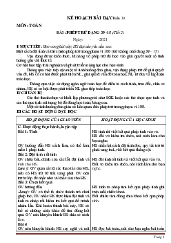 Giáo án Toán lớp 1 sách Cánh Diều tuần 30
