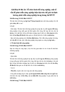 Giải Địa 10 Bài 26: Tổ chức lãnh thổ nông nghiệp, một số vấn đề phát triển nông nghiệp hiện đại trên thế giới và định hướng phát triển nông nghiệp trong tương lai KNTT