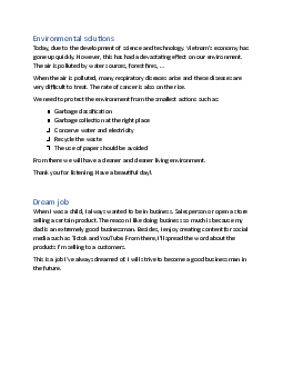 Tài liệu ôn tập kỹ năng Speaking học phần Tiếng anh cơ bản