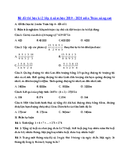 Tổng hợp đề thi học kì 2 lớp 4 năm học 2022 - 2023 môn Toán nâng cao