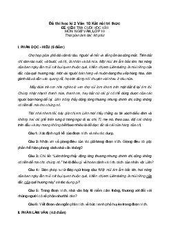 Đề thi học kì 2 lớp 10 môn Ngữ văn sách Kết nối tri thức năm 2023 - Đề 1