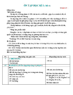 Giáo án Toán 2 tuần 17 sách Chân trời sáng tạo