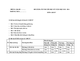Đề cương ôn tập học kì 1 môn Giáo dục công dân 7 sách Chân trời sáng tạo