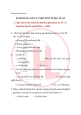 Đề ôn thi giữa kì kinh tế vi mô | Trường Đại học Kinh tế – Luật