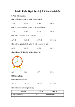 Đề thi học kì 2 lớp 1 môn Toán Kết nối tri thức năm 2024 - Đề 1