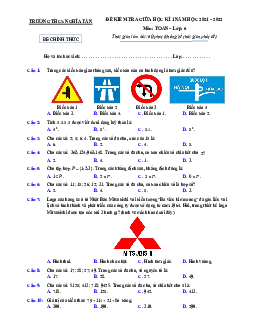 Đề kiểm tra giữa học kì 1 Toán 6 năm 2021 – 2022 trường THCS Nghĩa Tân – Hà Nội