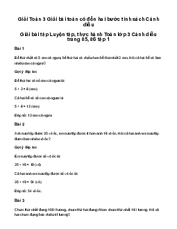 Giải bài toán có đến hai bước tính: Giải bài tập Luyện tập, thực hành Toán lớp 3 Cánh diều trang 85, 86 tập 1