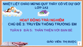 Giáo án điện tử Hoạt Động Trải Nghiệm 1 Chủ Đề 3 Bài 5 Kết nối tri thức: Thân thiện với bạn bè
