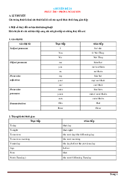Chuyên đề 20: Phát âm - PRONUNCIATION Tiếng Anh lớp 9