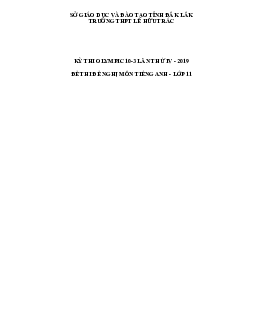 Đề thi Olympic 10 tháng 3 lần thứ 3 môn Tiếng Anh năm 2019 môn Tiếng Anh 11 THPT Lê Hữu Trác