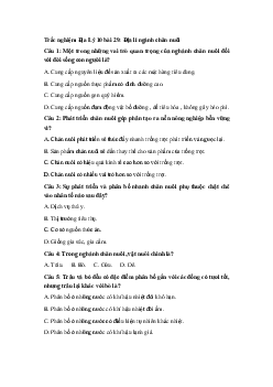Trắc nghiệm Địa Lý 10 bài 29: Địa lý ngành chăn nuôi ( có đáp án)