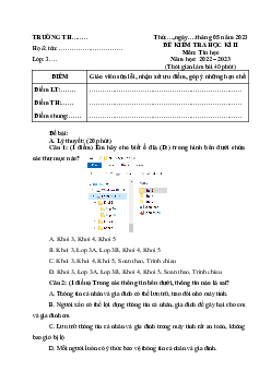 Đề thi học kì 2 môn Tin học 3 năm 2022 - 2023 (Đề 3) | Chân trời sáng tạo